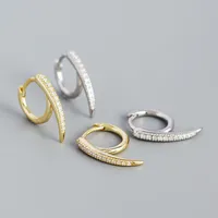 Géométrique Mode Argent Sterling 925 Gemme Placage Des Boucles D'Oreilles main image 1