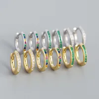 Géométrique Mode Argent Sterling 925 Gemme Placage Des Boucles D'Oreilles main image 2