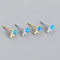 Géométrique Mode Argent Sterling 925 Gemme Placage Des Boucles D'Oreilles Boucles D'Oreilles main image 4