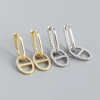 Géométrique Mode Argent Sterling 925 Gemme Placage Des Boucles D'Oreilles main image 1