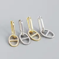 Géométrique Mode Argent Sterling 925 Gemme Placage Des Boucles D'Oreilles main image 2