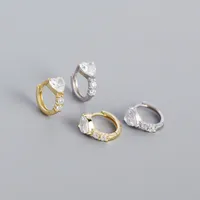 Forme De Cœur Mode Argent Sterling 925 Gemme Placage Des Boucles D'Oreilles main image 1