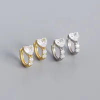 Forme De Cœur Mode Argent Sterling 925 Gemme Placage Des Boucles D'Oreilles main image 2