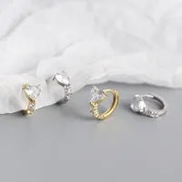 Forme De Cœur Mode Argent Sterling 925 Gemme Placage Des Boucles D'Oreilles main image 4