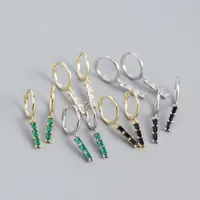 Géométrique Mode Argent Sterling 925 Gemme Placage Des Boucles D'Oreilles main image 1