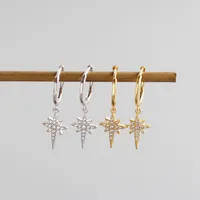 Star Mode Argent Sterling 925 Gemme Placage Des Boucles D'Oreilles main image 4