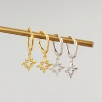 Star Mode Argent Sterling 925 Gemme Placage Des Boucles D'Oreilles main image 5