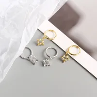 Star Mode Argent Sterling 925 Gemme Placage Des Boucles D'Oreilles main image 3