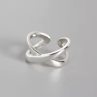 Rétro Argent Sterling 925 Géométrique Pas D'Incrustation Femmes Anneaux main image 1