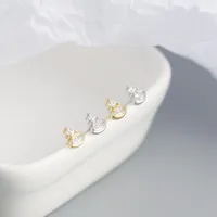 Géométrique Mode Argent Sterling 925 Gemme Placage Des Boucles D'Oreilles Boucles D'Oreilles main image 4