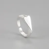 Décontractée Style Moderne Style Simple Argent Sterling 925 Cœur Pas D'Incrustation Femmes Bague Large Bande Anneau Ouvert Anneaux main image 2