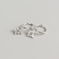 Star Fashion 925 Sterling Silver Gem Plating Earrings sku image 1