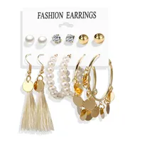 1 Set Tassel Flower Ethnic Style Alloy Rhinestones Plating Earrings sku image 3
