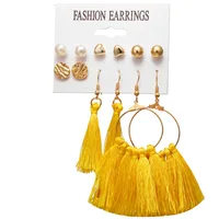 1 Set Tassel Flower Ethnic Style Alloy Rhinestones Plating Earrings sku image 2