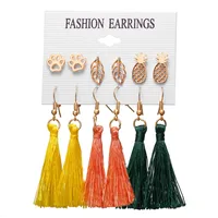 1 Set Tassel Flower Ethnic Style Alloy Rhinestones Plating Earrings sku image 3