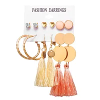 1 Set Tassel Flower Ethnic Style Alloy Rhinestones Plating Earrings sku image 5