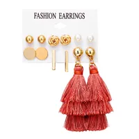 1 Set Tassel Flower Ethnic Style Alloy Rhinestones Plating Earrings sku image 8