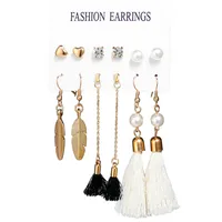 1 Set Tassel Flower Ethnic Style Alloy Rhinestones Plating Earrings sku image 9