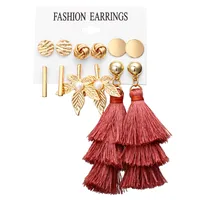 1 Set Tassel Flower Ethnic Style Alloy Rhinestones Plating Earrings sku image 10