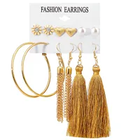1 Set Tassel Flower Ethnic Style Alloy Rhinestones Plating Earrings sku image 15