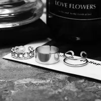 Moda Creativa Simple Moda Geométrica Cadena Apertura Anillo Giratorio Conjunto De Tres Piezas main image 5