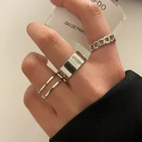 Fashion Creative Simple Fashion Geometric Chain Opening Twist Ring Three-piece Set sku image 1