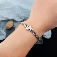 Smile Face Simple Style Titanium Steel No Inlaid Bracelets In Bulk main image 2