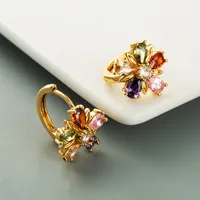 Géométrique Mode Le Cuivre Pierres Précieuses Artificielles Des Boucles D'Oreilles main image 4