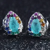 Water Droplets Simple Style Copper Artificial Gemstones Earrings Ear Studs main image 2