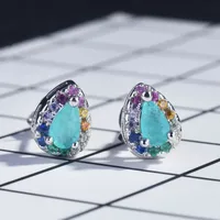 Water Droplets Simple Style Copper Artificial Gemstones Earrings Ear Studs main image 4