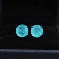 1 Pair Geometric Fashion Copper 5 Karat Four-Claw Palaiba Artificial Gemstones Earrings Ear Studs main image 2