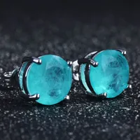 1 Pair Geometric Fashion Copper 5 Karat Four-Claw Palaiba Artificial Gemstones Earrings Ear Studs main image 3