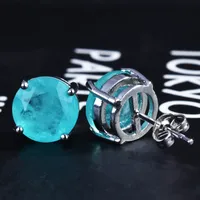 1 Paire Géométrique Mode Le Cuivre Palaiba À Quatre Griffes 5 Carats Pierres Précieuses Artificielles Des Boucles D'Oreilles Boucles D'Oreilles main image 4