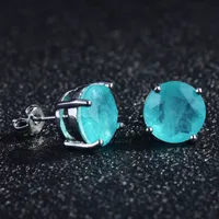 1 Pair Geometric Fashion Copper 5 Karat Four-Claw Palaiba Artificial Gemstones Earrings Ear Studs main image 5