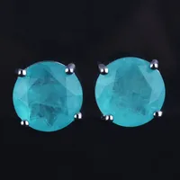 1 Pair Geometric Fashion Copper 5 Karat Four-Claw Palaiba Artificial Gemstones Earrings Ear Studs sku image 1