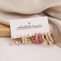 1 Set Flower Classic Style Resin Plating Earrings main image 2