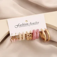 1 Set Flower Classic Style Resin Plating Earrings main image 4