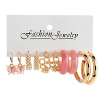 1 Set Flower Classic Style Resin Plating Earrings main image 5