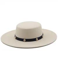 European And American Retro Multicolor Flat Top Hat Big Brim Hat Autumn And Winter Wool Felt Hat main image 1