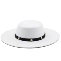 European And American Retro Multicolor Flat Top Hat Big Brim Hat Autumn And Winter Wool Felt Hat main image 2