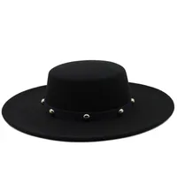 European And American Retro Multicolor Flat Top Hat Big Brim Hat Autumn And Winter Wool Felt Hat main image 3