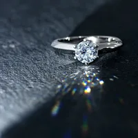 Classic Six Prong Open Ring Imitation Moissan Diamond Copper Ring main image 2