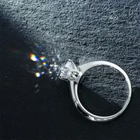 Classic Six Prong Open Ring Imitation Moissan Diamond Copper Ring main image 3
