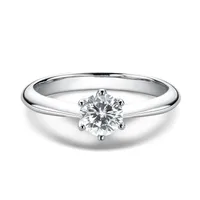 Classic Six Prong Open Ring Imitation Moissan Diamond Copper Ring main image 5