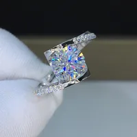Rétro Super Clignotant Coeurs Flèches Zircon Imitation Carat Bague En Cuivre Diamant Moissan main image 1