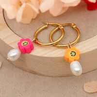 Flower Fashion Freshwater Pearl Soft Clay No Inlaid Earrings sku image 2