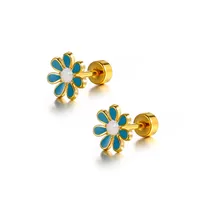 Simple Style Flower 304 Stainless Steel No Inlaid Earrings Ear Studs main image 7
