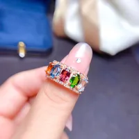 Natural Multi-treasure Crystal Ring Women's Volleyball Ring Copper Opening Ring main image 2