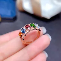 Natural Multi-treasure Crystal Ring Women's Volleyball Ring Copper Opening Ring main image 3