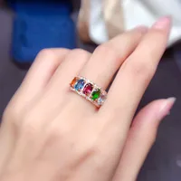 Natural Multi-treasure Crystal Ring Women's Volleyball Ring Copper Opening Ring main image 4